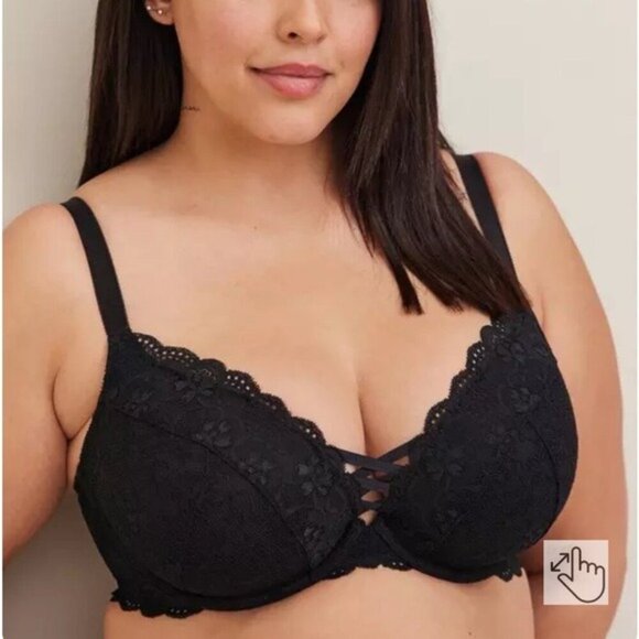 XOXO Plunge Push-Up Bra Elegant Black Lace Bra Size 38D - Picture 10 of 10